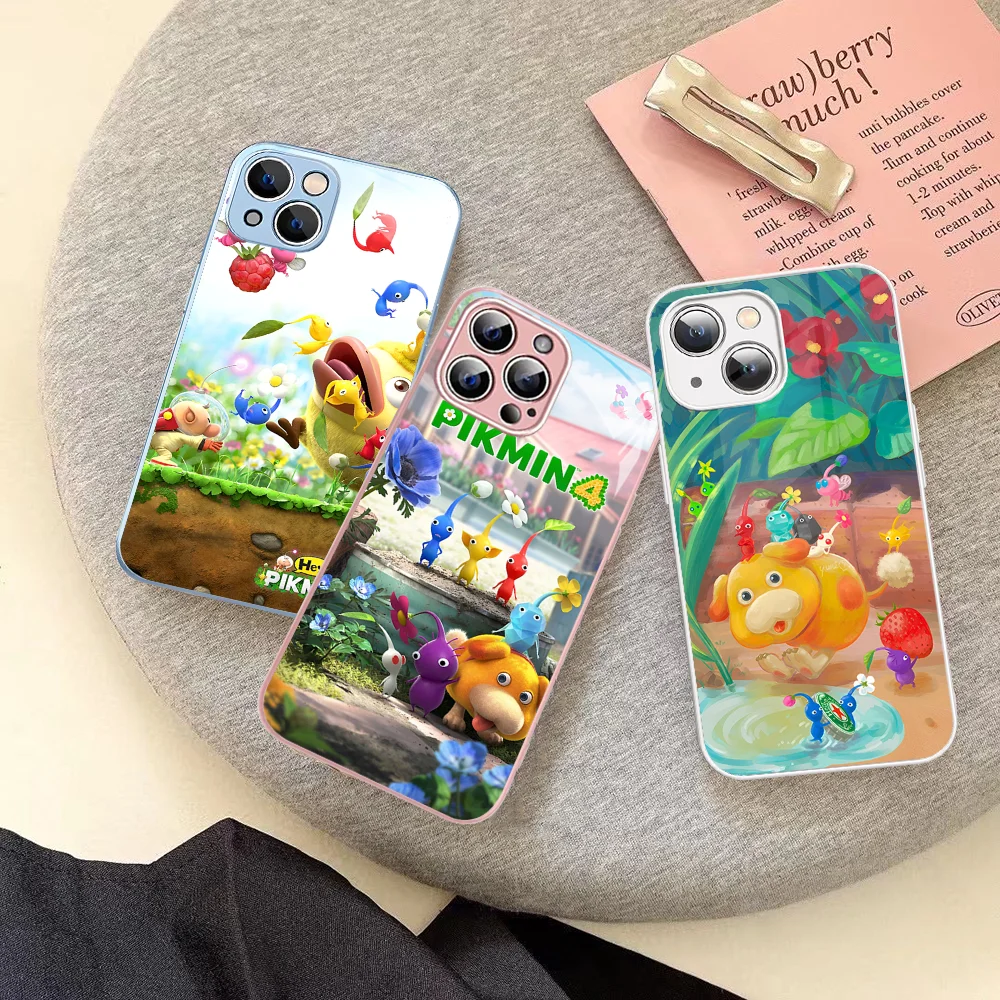 Game Pikmin 4 Phone Case Tempered Glass For Iphone 14 13 12 11 Pro Mini XS MAX 14Plus X XS XR Cover