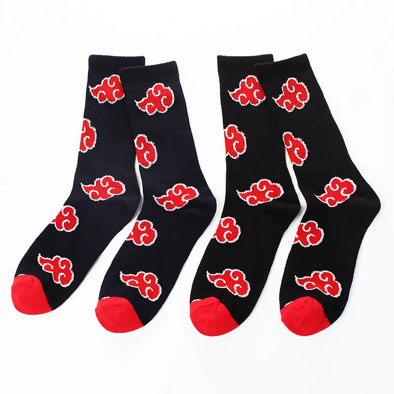 Halloween Anime Red Cloud Akatsuki High Quality Socks Ninja Unisex Adult Cotton Socks Cosplay Men And Women Outdoor Sockings