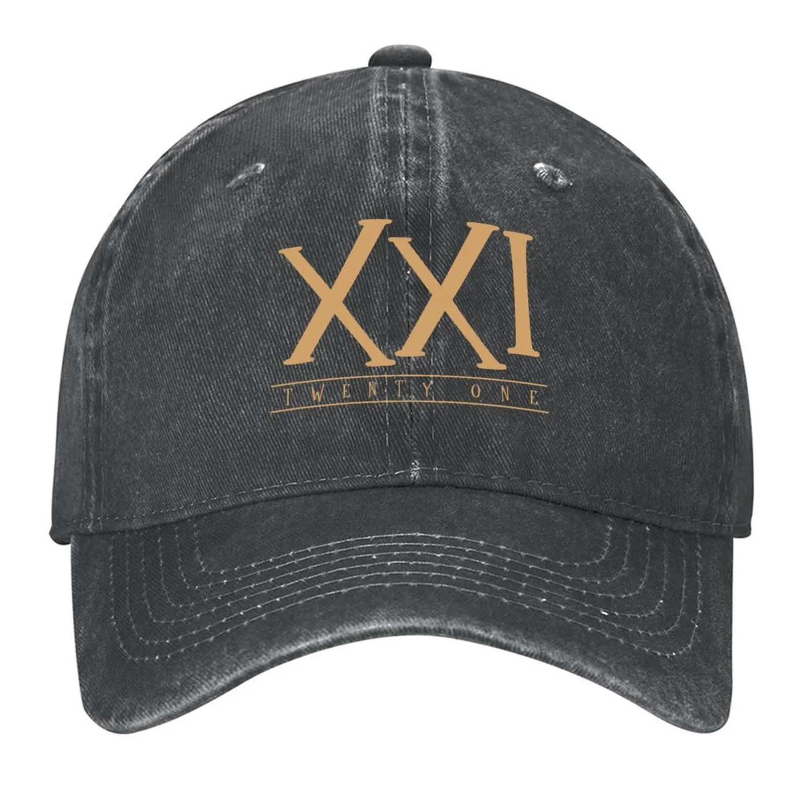 

XXI (Twenty One) Gold Roman Numerals Baseball Cap Snapback Cap Mountaineering Fishing cap winter hats for men For Girls Men's