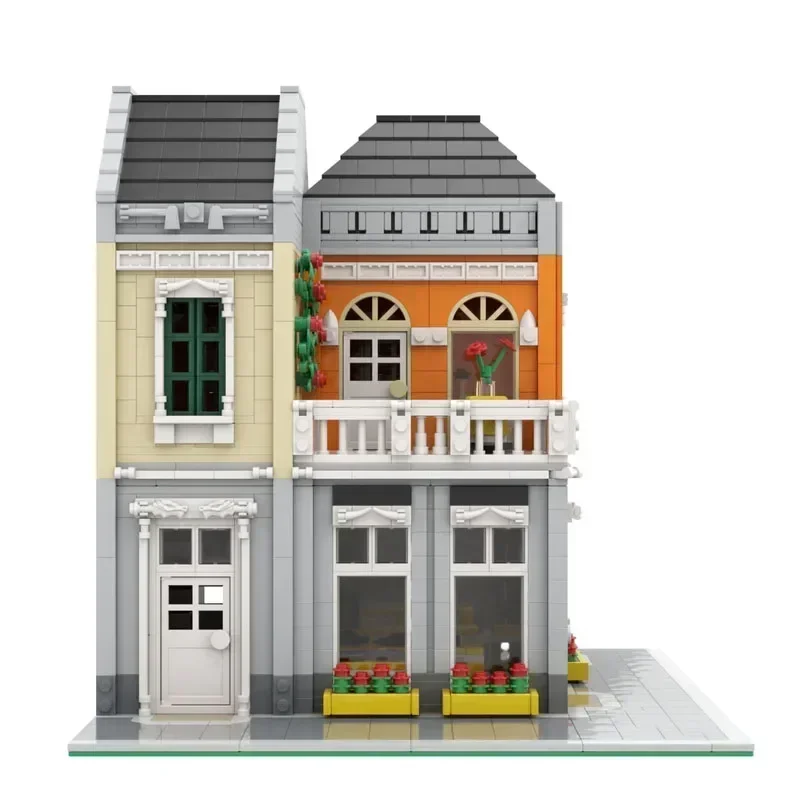 Modelo Popular de vista de calle, ladrillos de construcción MOC, tecnología Modular para el hogar del reparador, regalos, vacaciones, montar, traje de juguetes para niños