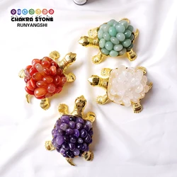 1PC Natural Crystal Rolling Stones Turtle Reiki Stone Tortoise Home Office Decoration Creative Handmade Gifts Animal Ornaments