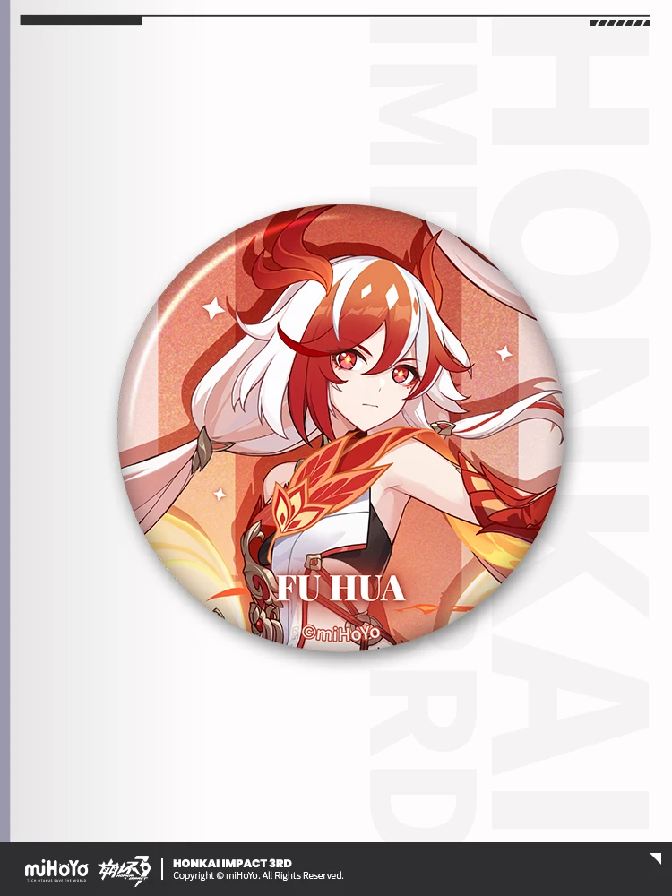 2024 Anime Honkai Impact 3 Vertical Drawing Series Tinplate Badge Seele Fu Hua Griseo Theresa Susana Baji Brooch Button Gift