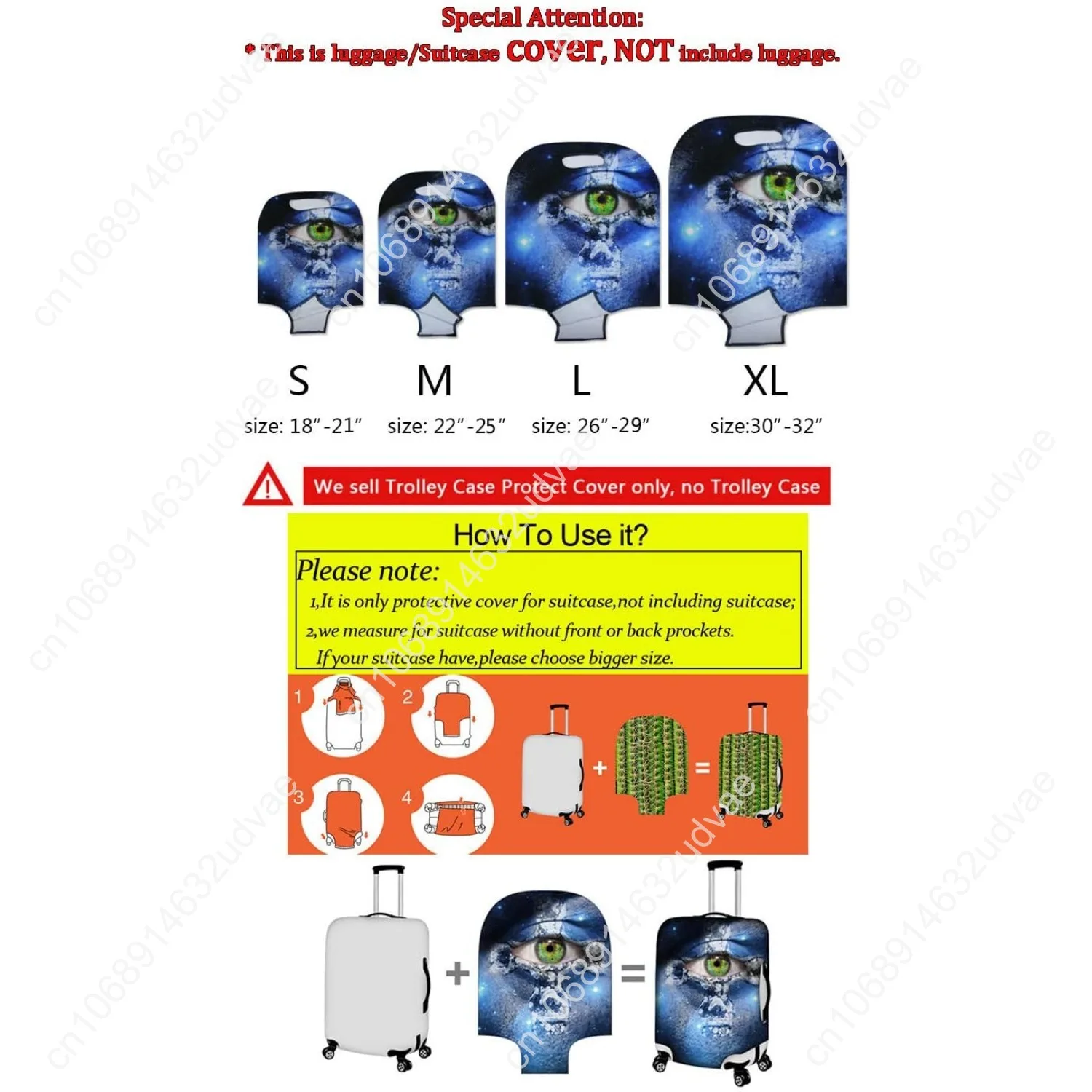 أغطية أمتعة زهر الكرز حامي حقيبة أمتعة بعجلات مرنة تناسب 18-21 بوصة للنساء والفتيات