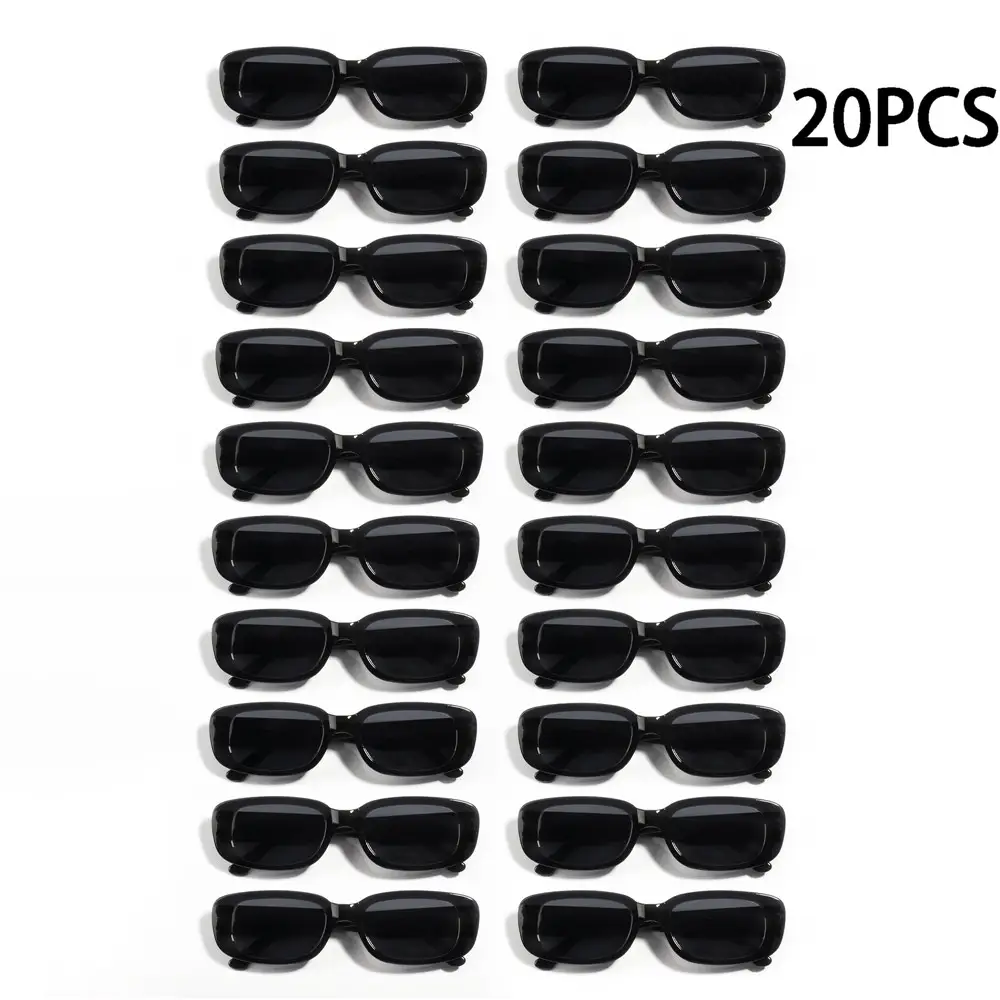 20 pçs vintage preto quadrado óculos de sol mulher marca luxo pequeno retângulo óculos de sol feminino gradiente claro espelho oculos de sol
