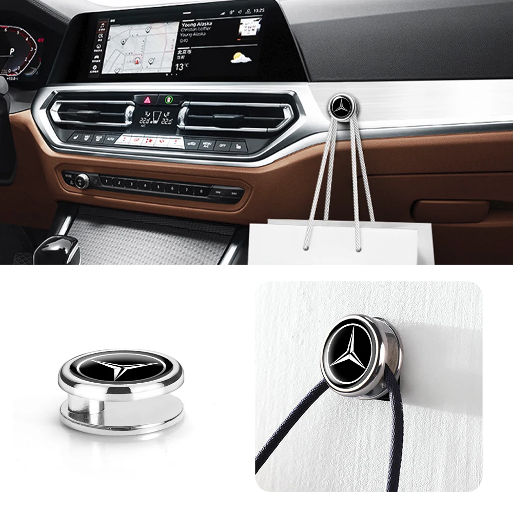 1/2pcs Self Adhesive Car small Hook Multifunctional For Benz AMG W204 W213 W205 W211 W176 Car Accessories metal Hooks Stickers