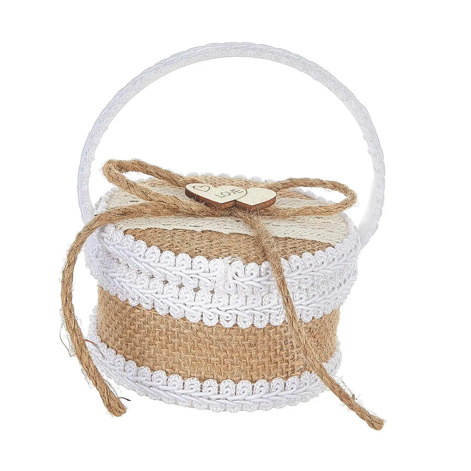 Wedding Ring Bearer Box Jute Jewelry Box Elegant Party Candy Boxes Bridal