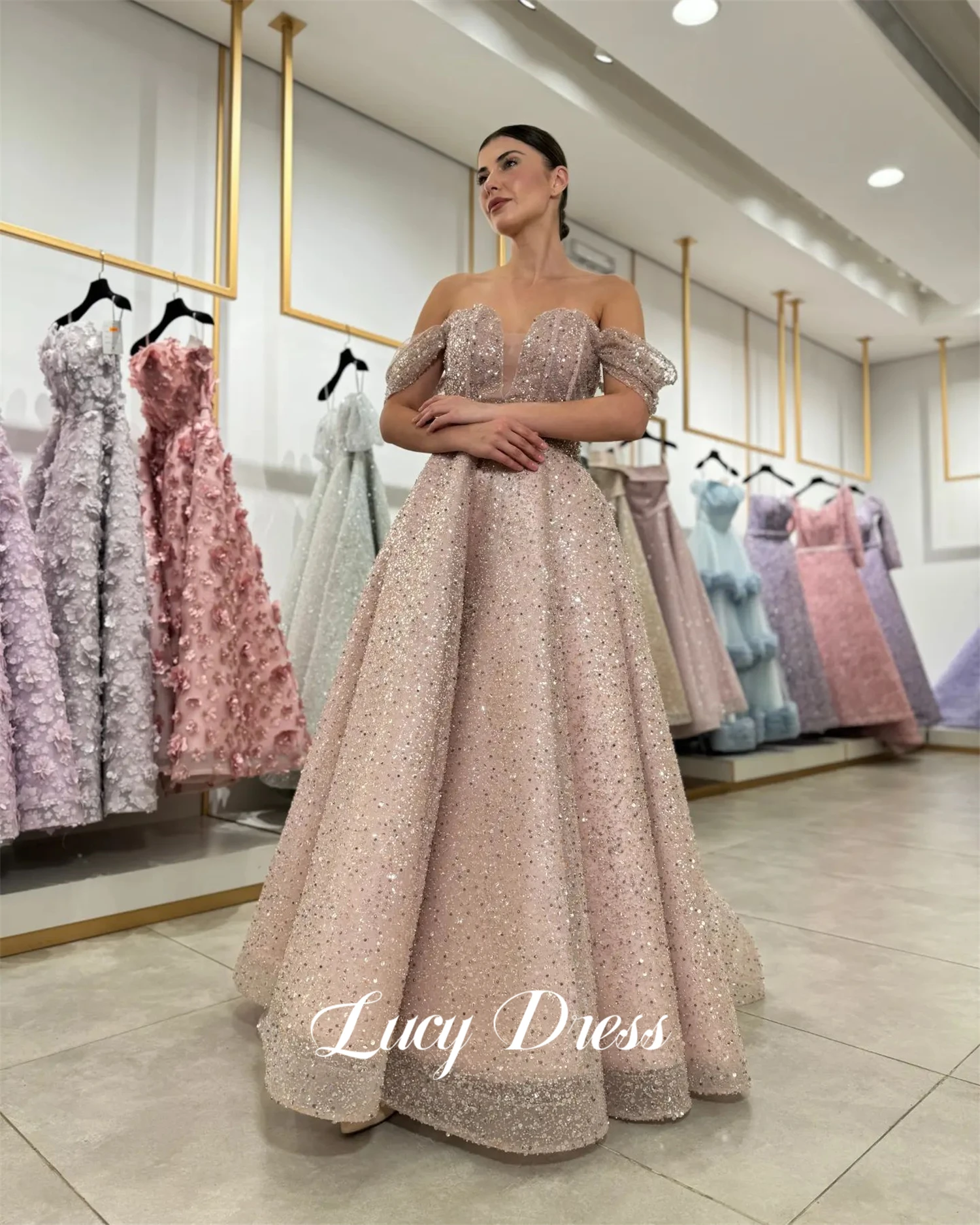 Lucy Elegant Wedding Party Dress Evening Fluffy Mesh Formal Dresses Woman Robe De Soiree Femmes Special Occasions Customized