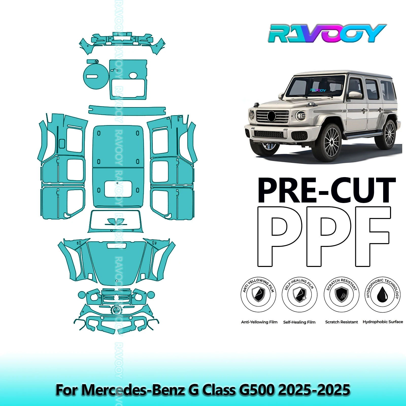 

Full Vehicle Clear Bra Precut PPF Paint Protection Film For Mercedes-Benz G Class G500 2025-2025