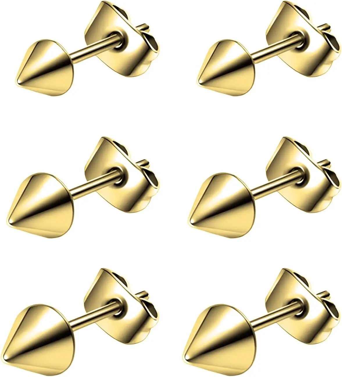 

Stainless Steel Spike Cone Earrings Set 3 Pairs Arrow Stud Earrings Hypoallergenic Women Earrings Kit for Women