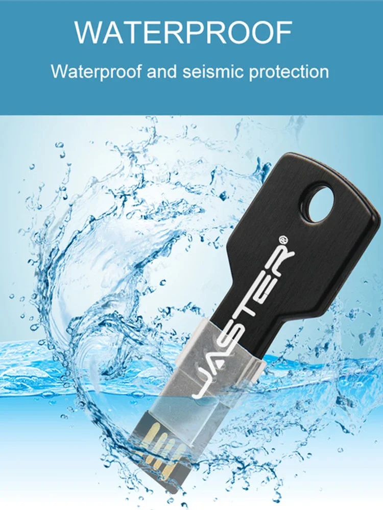 JASTER USB-Flash-Laufwerk aus Metall, 128 GB, schwarzer Memory Stick in Schlüsselform, 64 GB, kreatives Geschenk, USB-Stick, 32 GB, bunt, U-Disk, wasserdicht, 8 GB