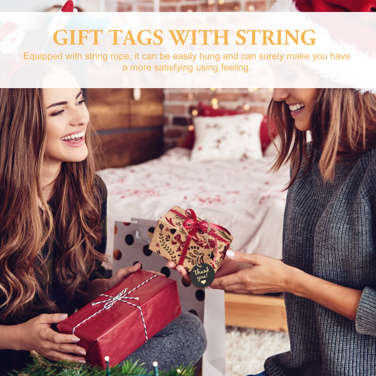 100 قطعة من البطاقات المستديرة المصنوعة من رقائق الذهب مع فتحات مثقوبة مسبقًا لحفلات الزفاف وحفلات أعياد الميلاد وديكور علامات شكرًا لك #5