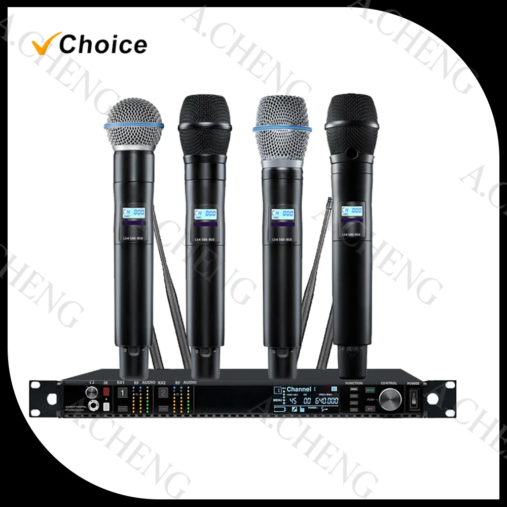 

Беспроводная система A.CHENG AD4D с 2-канальным UHF-микрофоном true diversity, модель b58a, с металлическим ручным микрофоном ksm9, профессиональная система для сценических выступлений