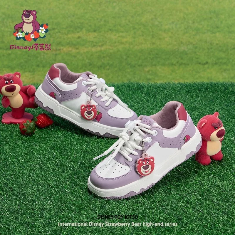 

Disney Strawberry Bear Board Shoes Girls Autumn Girls Casual Shoes Medium and Large Children's White Parent-child Shoes