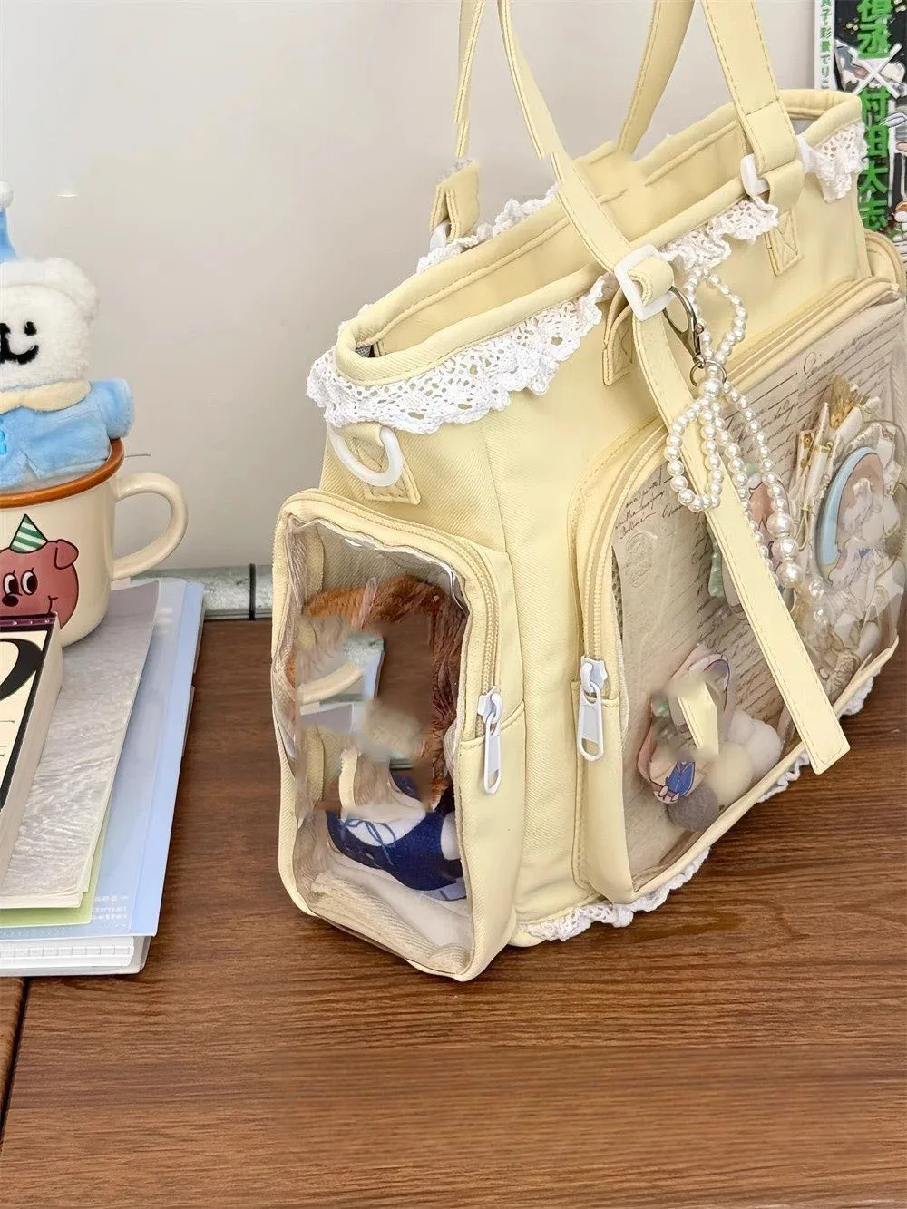 

New Y2K Cute Japanese Lolita Girl Transparent Shoulder Tote Bag Large Capacity Crossbody Casual Bag DIY Display Handbags