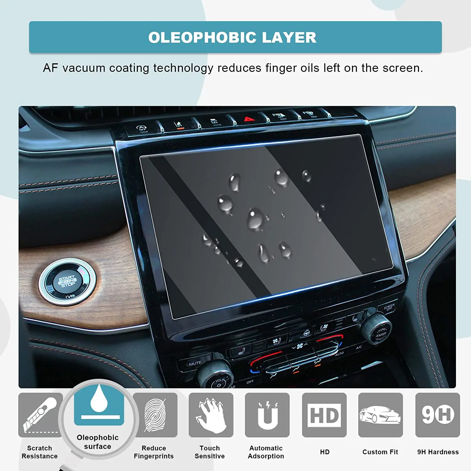 For 2021 2022 Grand Cherokee L 10.1 Inch Touch Screen Protector Foils Infotainment Navigation Media Display Tempered Glass Film