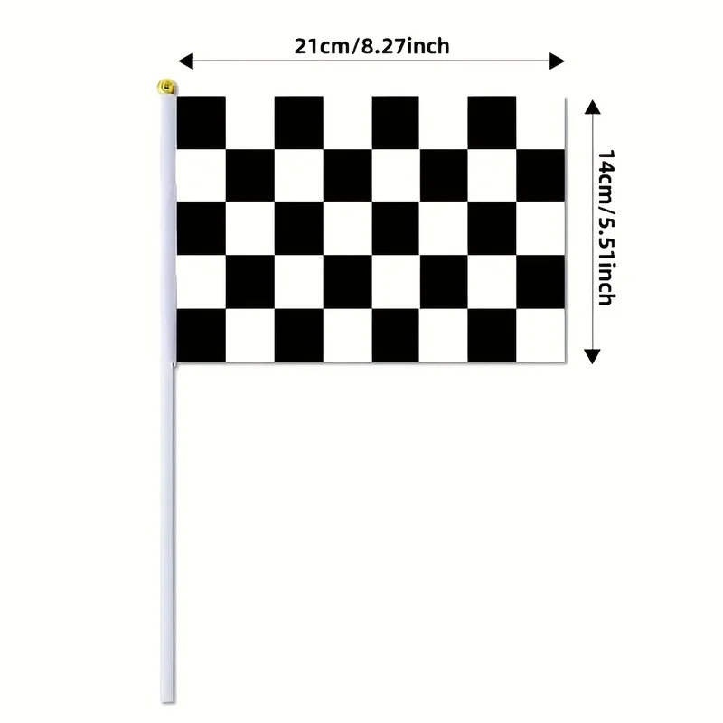 A Hand-Cranked Flag With A Black And White Grid Measuring 14 By 8.27 Inch. It Is Used By Racing Enthusiasts To Signal Refueling