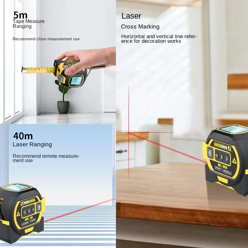 Three-in-one high-precision laser rangefinder 5 meters tape measure for home decoration