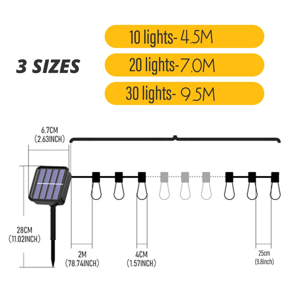 LED Solar String Light Outdoor IP65 decorazione natalizia impermeabile 10-30 lampadine Retro Camping Garland Garden Party Fairy Lamp