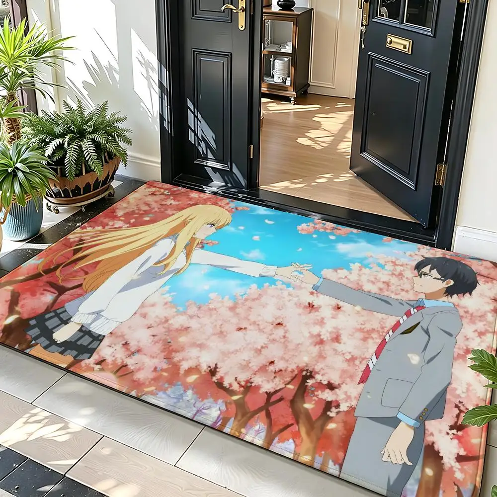 Anime Y-Your Lie in A-April Floor Mat Soft Flannel Floor Mat  Suitable for Entryways, Living Rooms, Bedrooms, and Bathrooms