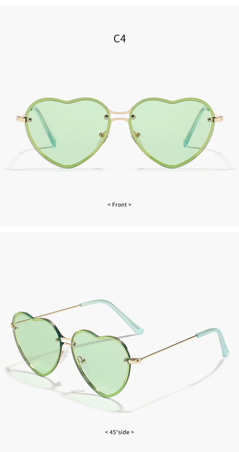 Neue Vintage Runde Sonnenbrille für Damen und Herren Marken-Sonnenbrillen Herzförmige Brillen für Männer und Frauen – Detail 9