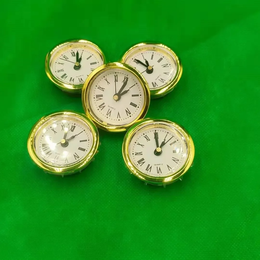 5PCS Gold Rim Diameter 50MM Insert Quartz Clock for Built - in Insert Clock Head DIY Desk Clock