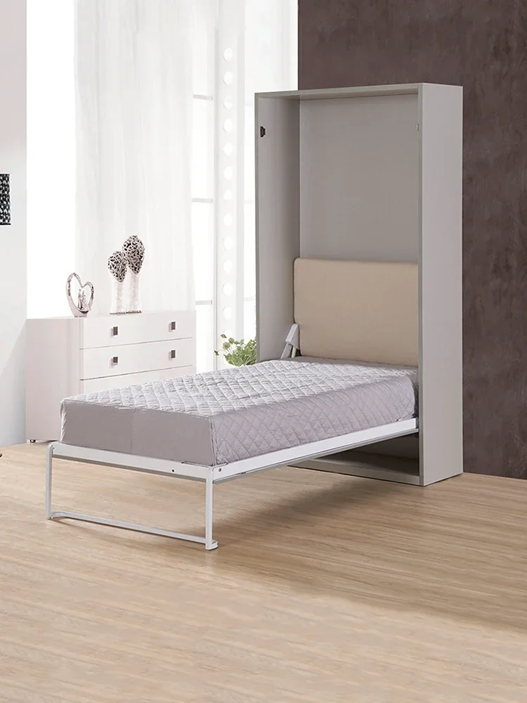 study balcony small apartment storage folding wall bed overall support foot positive side flap bed