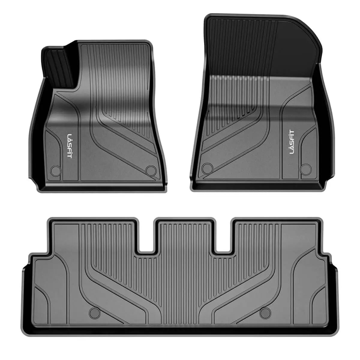 LASFIT Floor Mats Fit for Tesla Model 3 2021 Front and Rear Row Set Custom All Weather TPE Black Floor Liners