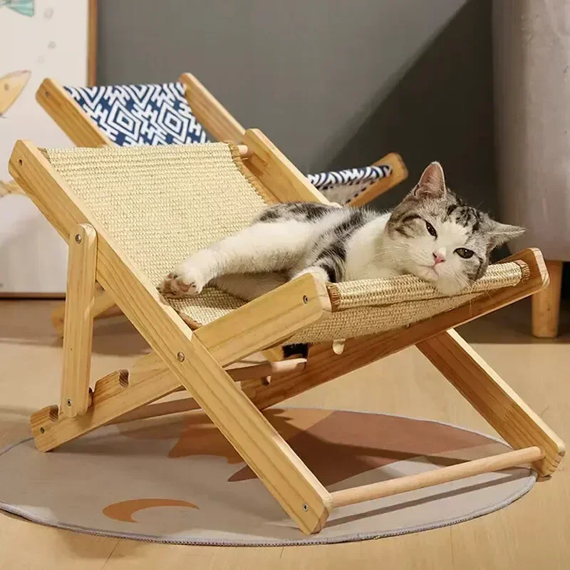 

Cat Recliner Cat Litter Scratching Board Integrated Sisal Comfortable Cat Bed Pet Hammock Solid Wood Wear-resistant and No Chips