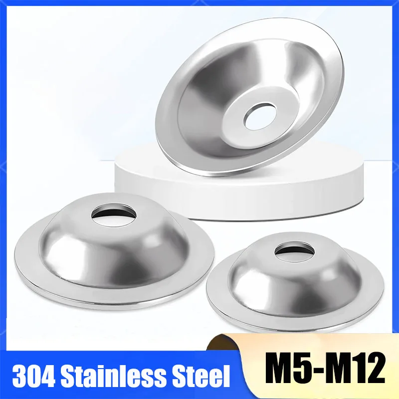 1-5Pcs 304 Stainless Steel Bowl Shaped Straw Hat Gasket Horn Shaped Foot Cup Compatible With M5 M6 M8 M10 M12