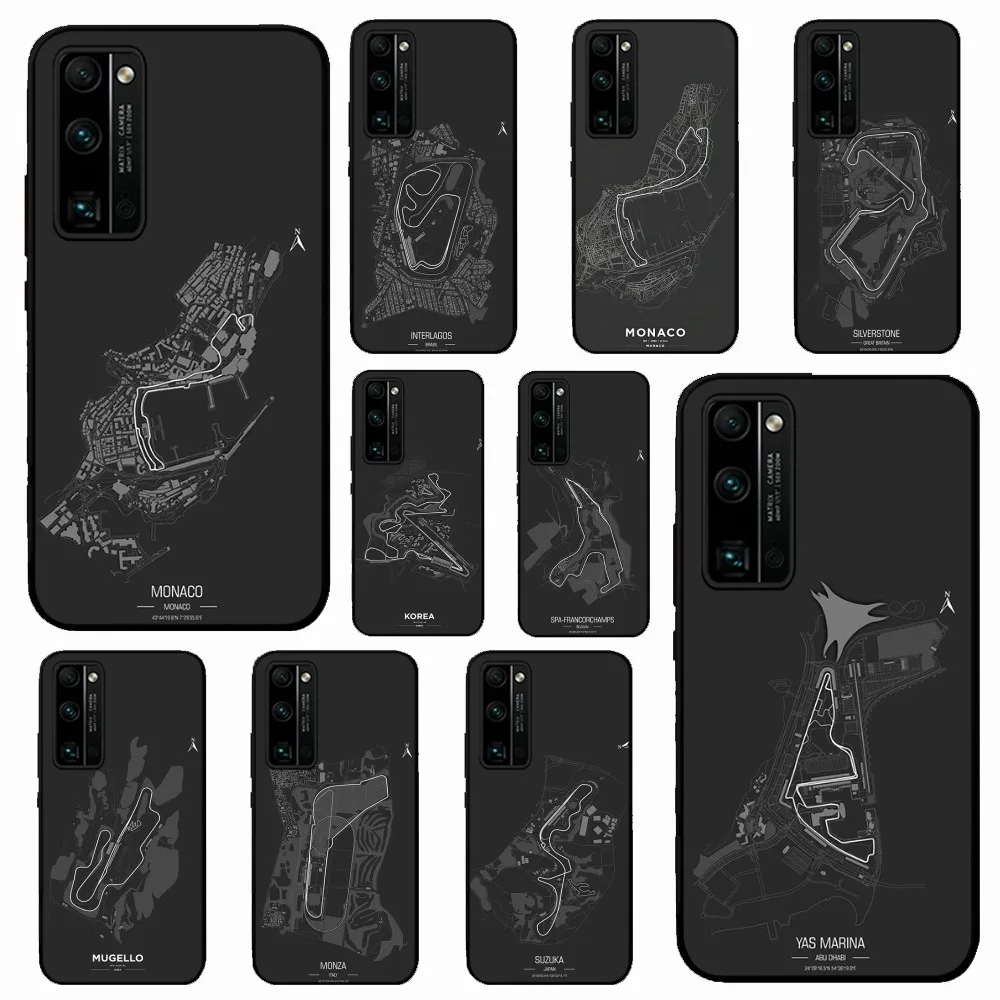 F1 Race Track Prints Phone Case For Huawei Honor 10 lite 9 20 7A 9X 30 50 60 70 pro plus Soft Silicone Cover