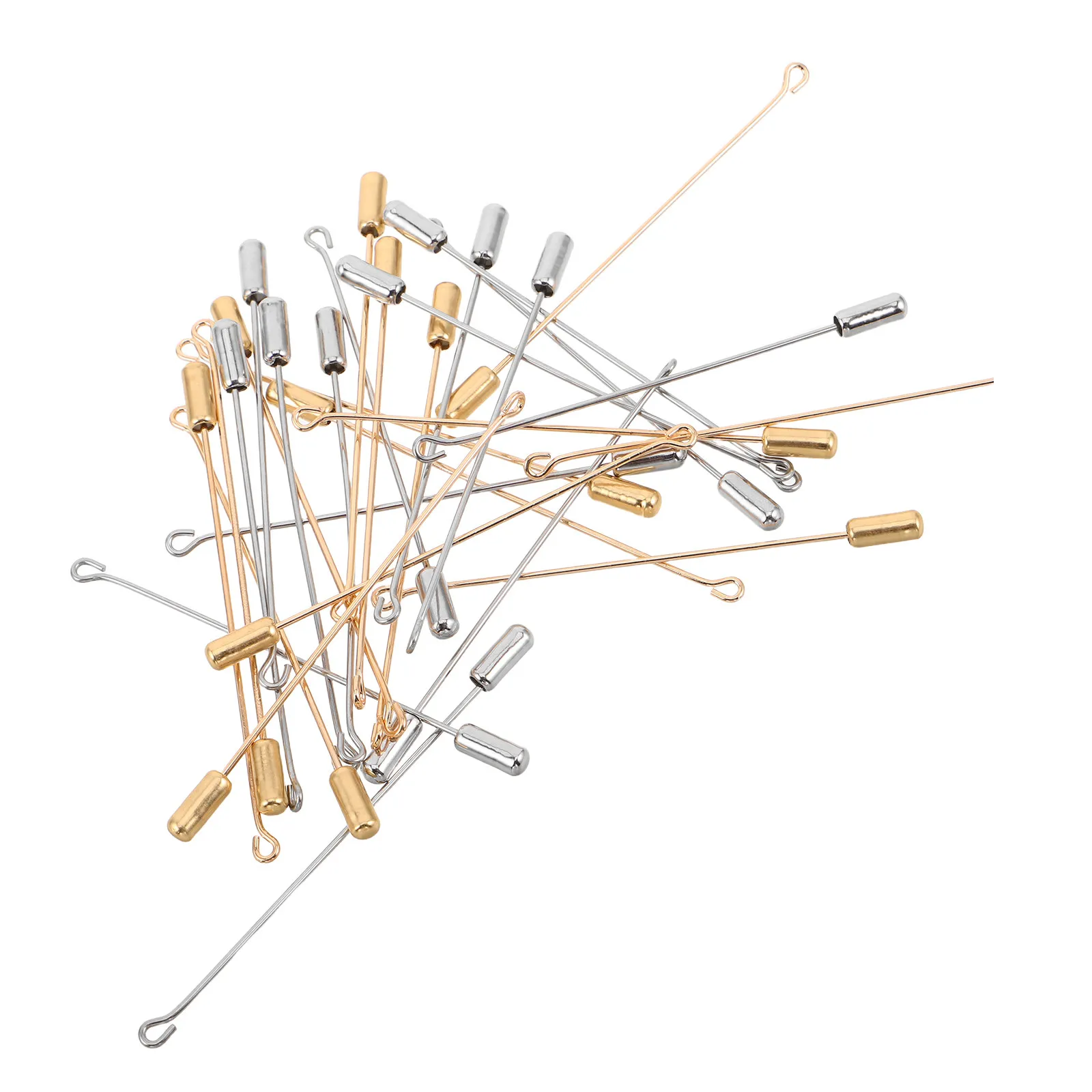30Pcs Jewelry Hatpin Brooch Pins Eyelet Metal Boutonniere Corsage Sticks Clutch Long Needle DIY Craft Making Pins for Clothes