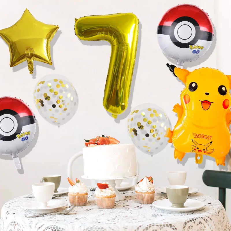 Pokemon Cartoon Pikachu Poke Ball Digital Aluminum Film Balloon Set Children's Birthday Party Party Decoration Supplies