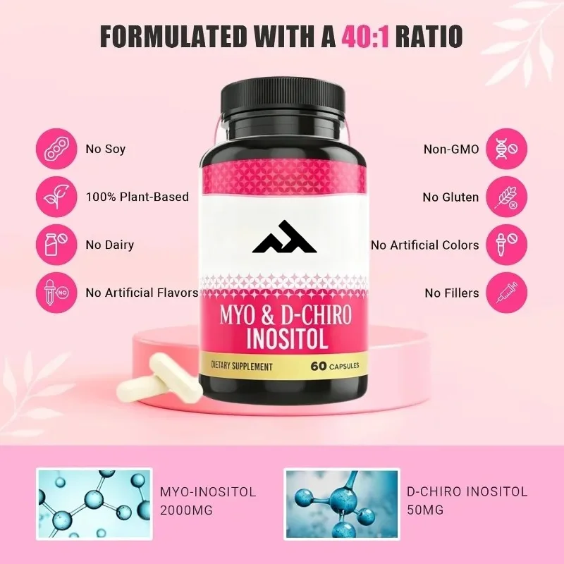 Myo&D-Cristo Inositol Supplement, 40:1 Female Ovarian Health Support, 2050mg Per Serving, 60 Capsules