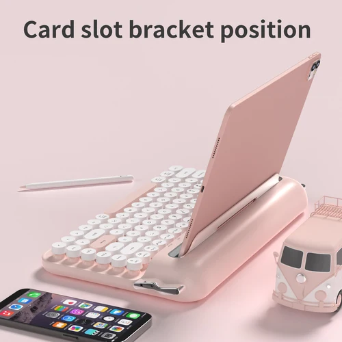 Imagen 2 del producto Teclado multidispositivo AJAZZ modo Dual 2,4G/Bluetooth5.0 con ranura para tarjeta soporte posición máquina de escribir teclado de membrana de oficina AF84