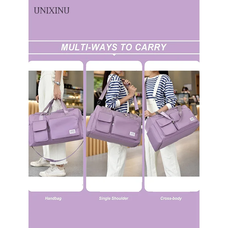 حمل على حقيبة سفر سعة كبيرة لعطلة نهاية الأسبوع بين عشية وضحاها حقائب واق من المطر مع حجرة للأحذية حقائب اللياقة البدنية الرياضية للنساء 2026 #6