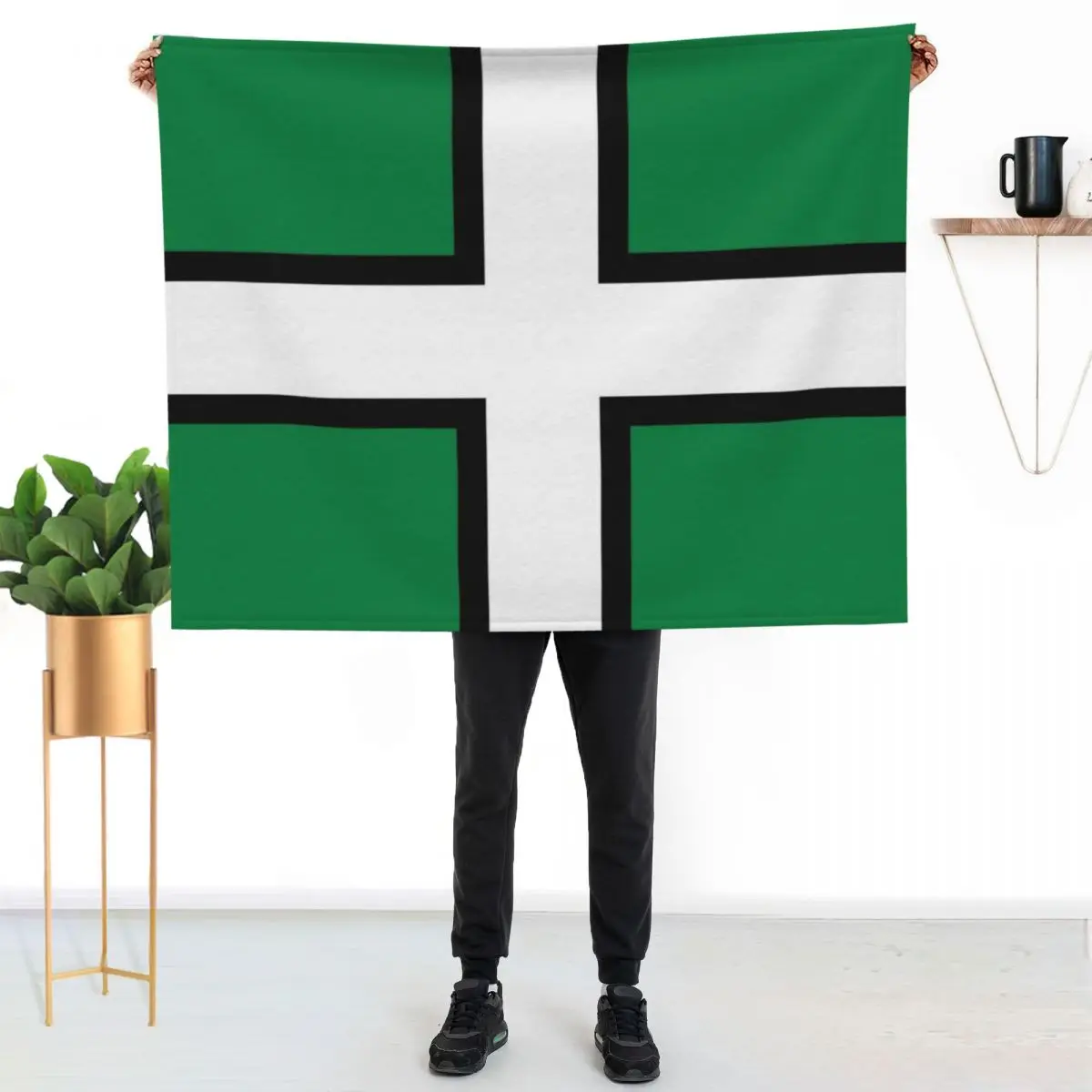 

FLAG OF DEVON ENGLAND Throw Blanket Wrinkle Resistant Lightweight Blanket