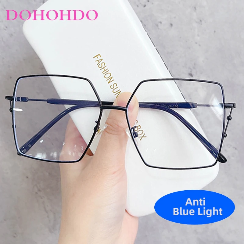 

Big Frame Metal Square Anti-Blue Light Glasses Women Men Trendy Luxury Brand Designer Computer Eye Protection Eyeglasses Lentes
