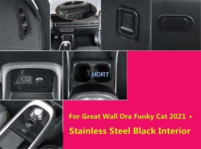 Car Air Vent For Great Wall Ora Funky Cat GWM Ora Good Cat 2021 + Cover Outlet Kit Stainless Steel Black Interior Accessories