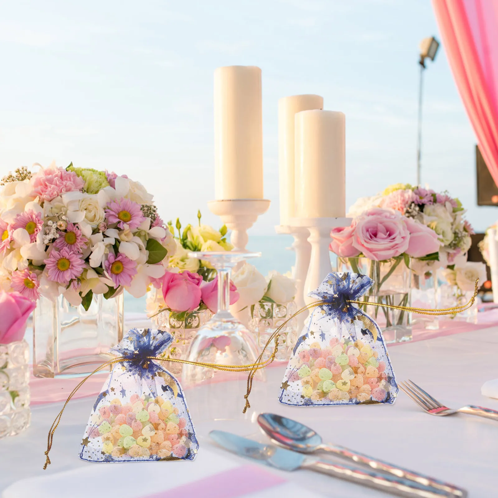 

100Pcs Organza Drawstring Bags Small Decorative Jewelry Candy Gift Favor Mesh Party Bags Gift Organza Bag Goodie Bag