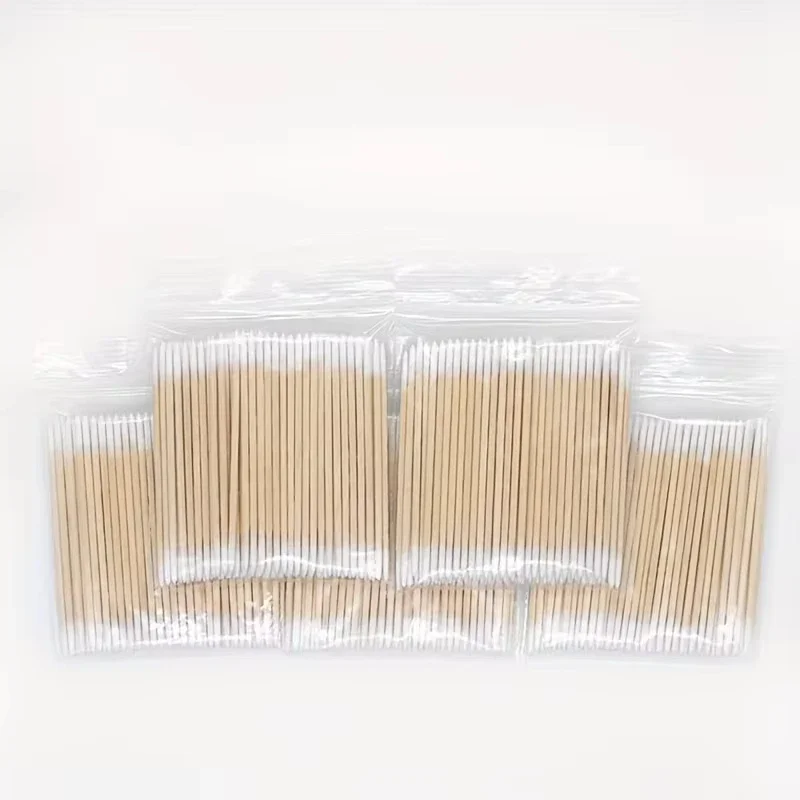 Wholesale Disposable Eyelash Ultra-small Micro Brushes Extension Glue Removing Tools Double-end Wood Cotton Swab Lint-Free 7cm