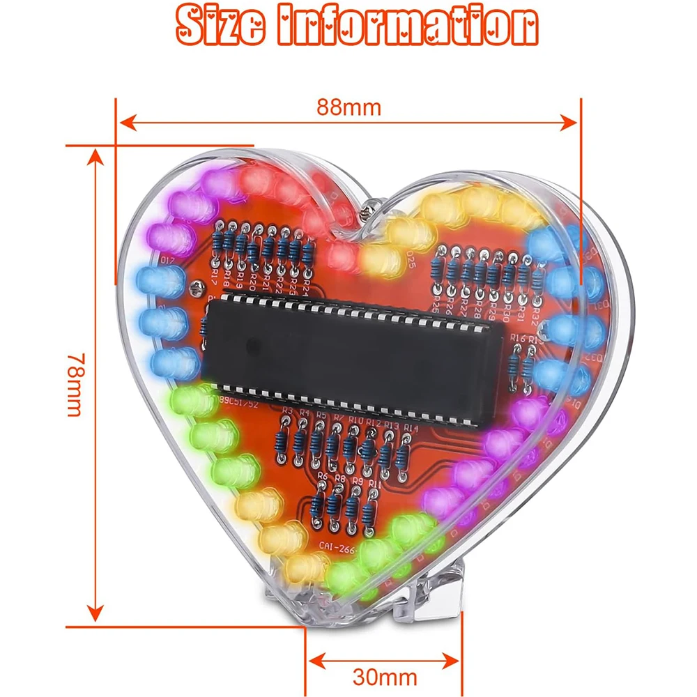 Moduł migające oświetlenie LED RGB w kształcie serca Praktyka projektu lutowania lampy elektroniczny zestaw zrób to sam wody dla trzpienia uczeń