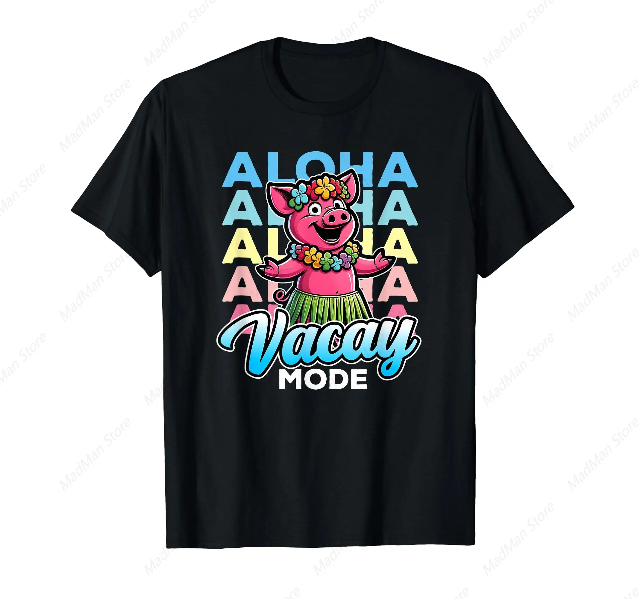 Aloha Hawaiian Pig Grass Skirt Vacay Mode Vintage Style T-Shirt