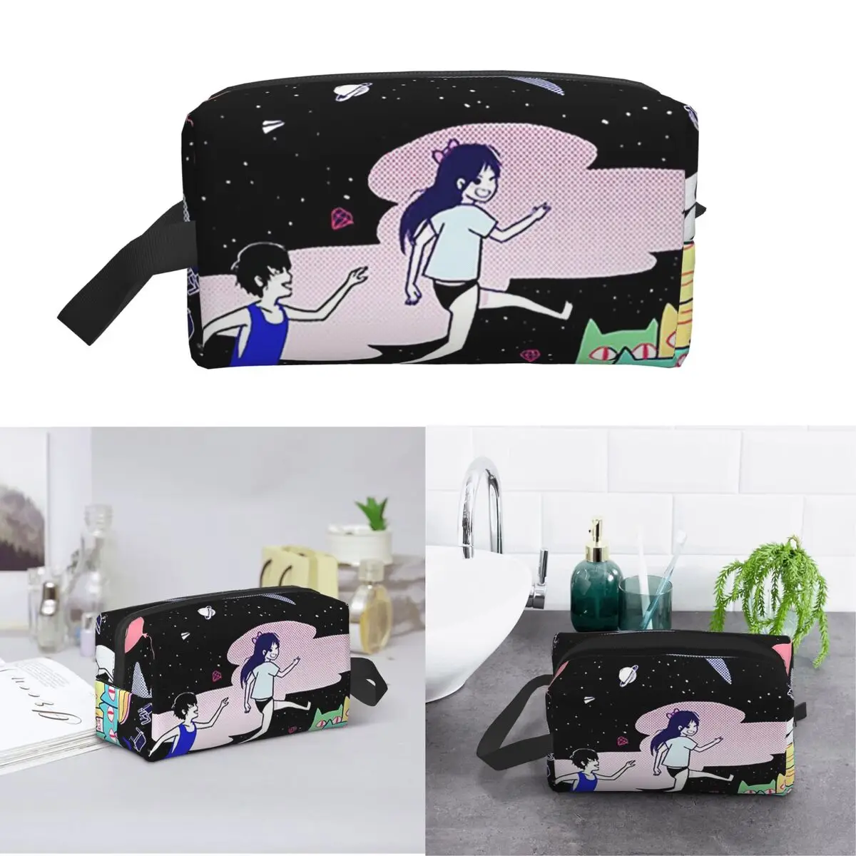 Omori Makeup Bag Cosmetic Organizer Storage Dopp Kit Toiletry Cosmetic Bag for Women Beauty Travel Pencil Case