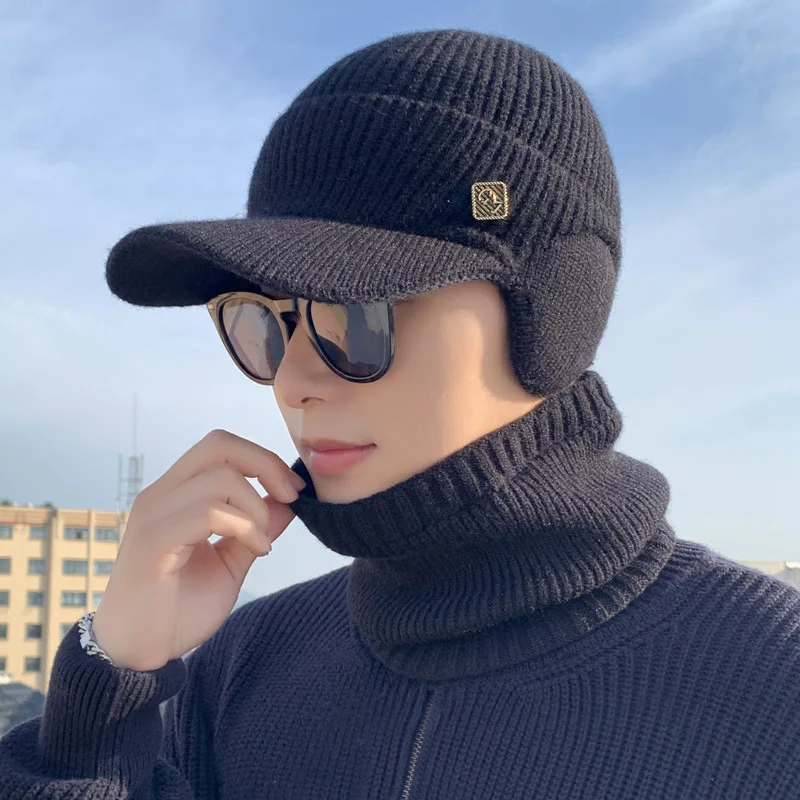 

Golf Autumn and Winter New Warm Thickened Woolen Cap, Outdoor Cycling Windproof Knitted Baseball Cap, Men's Metal Label Cap