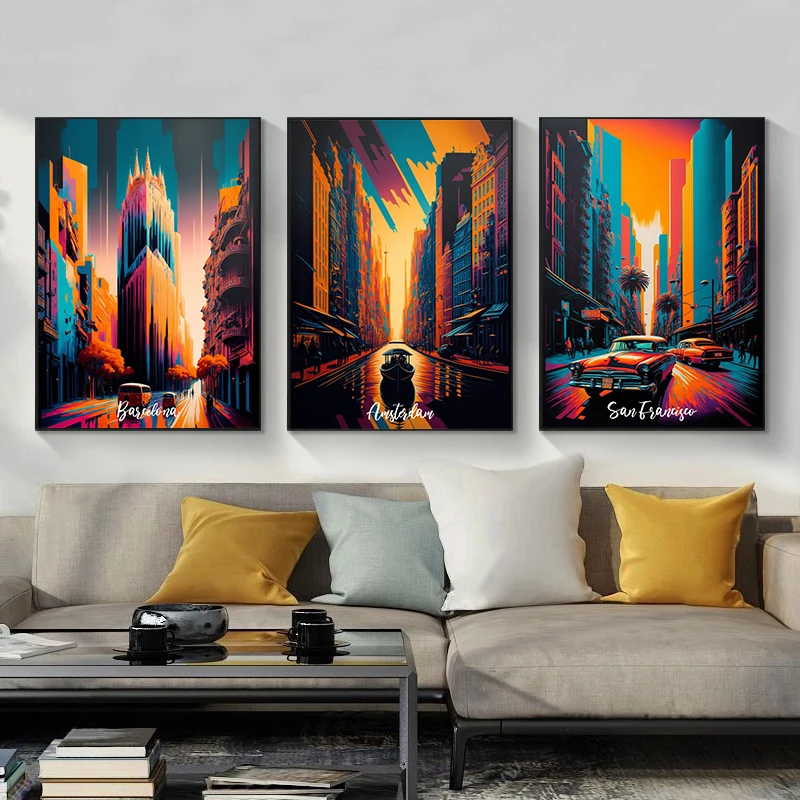 Modern Urban Architecture Los Angeles New York Times Square Poster Prints Canvas Printing Wall Art Picture for Room Home Decor