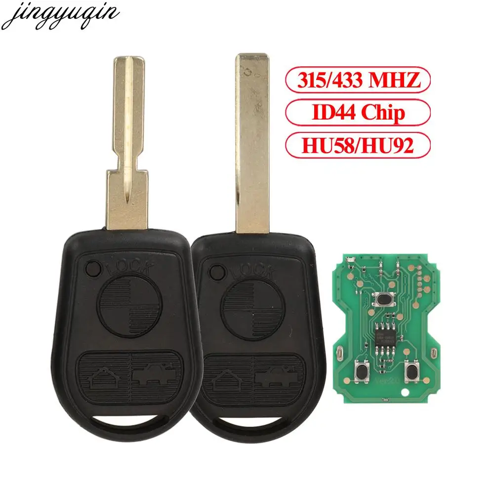 

Jingyuqin Remote Car Key Alarm ID44 PCF7935 315/433MHz For BMW E31 E32 E34 E36 E38 E39 E46 Z3 Aftermarket 3Buttons HU58/92