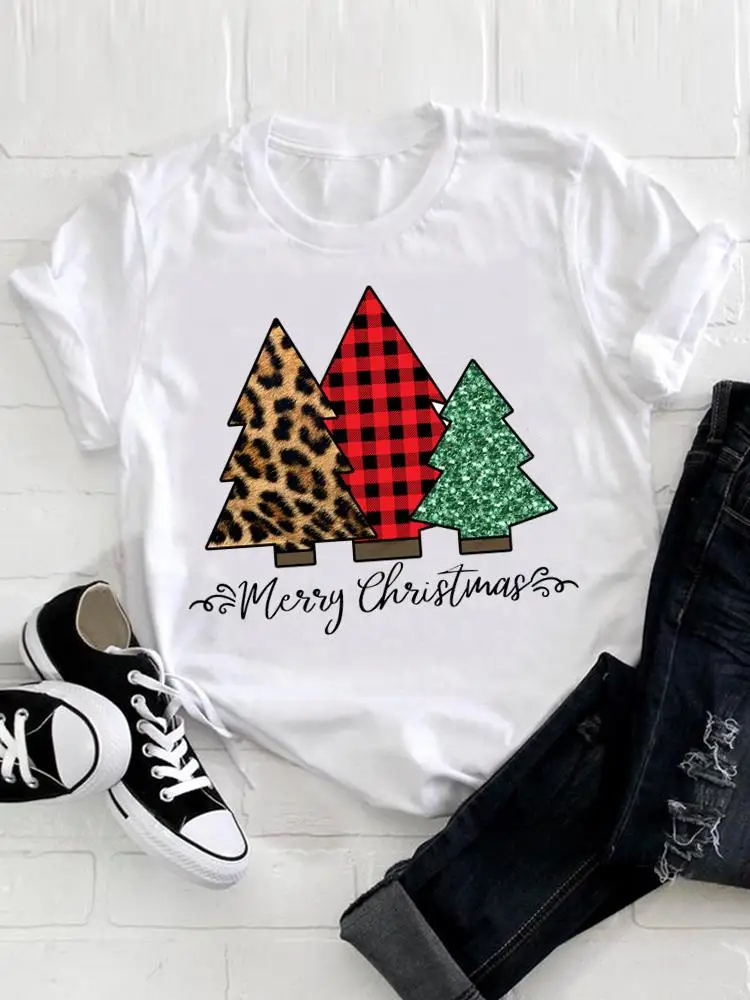 

Женская футболка с коротким рукавом, в клетку, с рисунком дерева