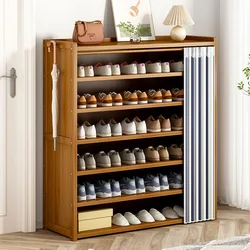 Armoire à Chaussures Simple en Bois Massif de Grande Capacité, Étagère de Porte, Anti-poussière, Rangement de Dortoir, Multicouche T1