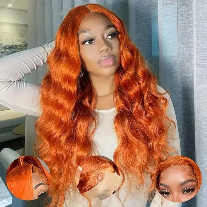 Lafino Ginger Hd Lace Wig 13x6 Human Hair Burnt Orange Lace Front Wig Human Hair 13x4 Body Wave Wigs Loose Body Wave Colored