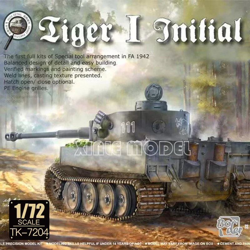 

BORDER Plastic Assembled Tank Model Kit TK7204 Tiger Heavy Tank Initial 1942 Bald Tiger 1/72